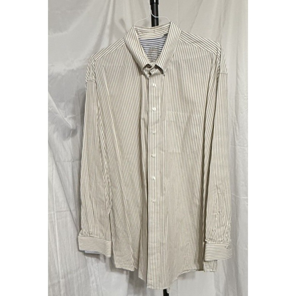 Cutter & Buck Long Sleeve Button Down Striped Dress Shirt Men 2XLT 100% Cotton